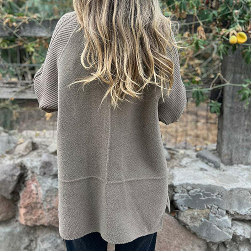 Knit-Sleeve Double-Breasted Longline Coat