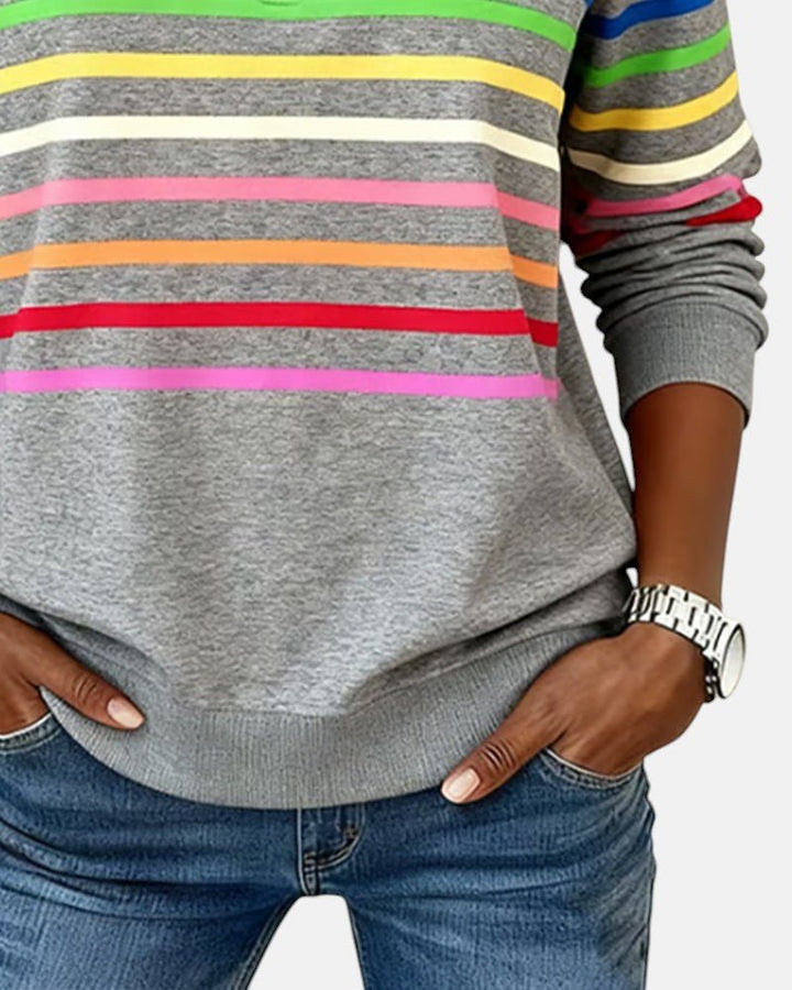 Lydia | Color-Stripe Zip Pullover